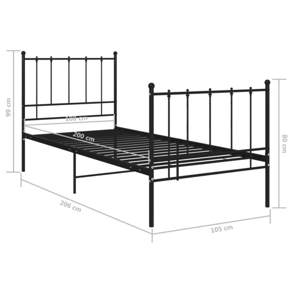 Estructura de cama de metal negro 100x200 cm Estructura de cama de metal negro 100x200 cm