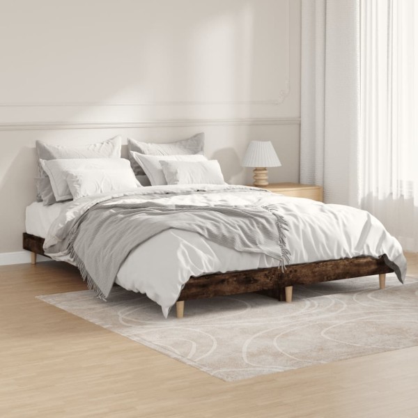 Estructura de cama madera contrachapada roble ahumado 135x190cm Estructura de cama madera contrachapada roble ahumado 135x190cm