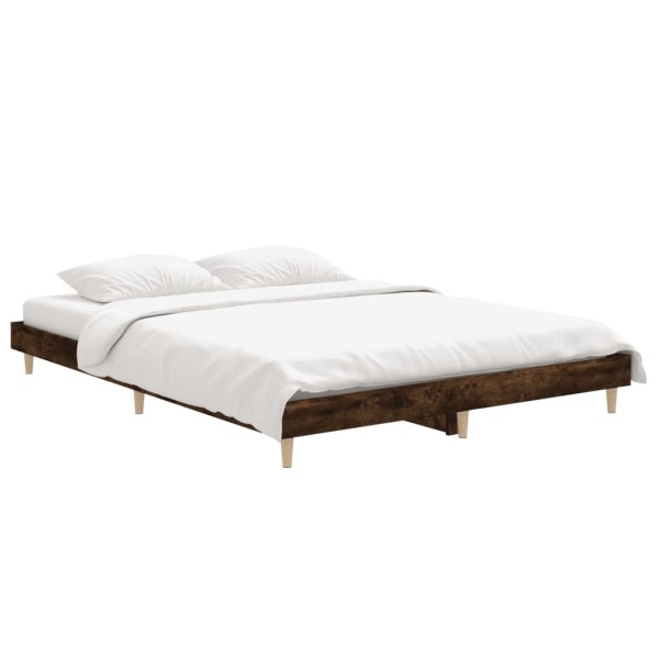 Estructura de cama madera contrachapada roble ahumado 135x190cm Estructura de cama madera contrachapada roble ahumado 135x190cm