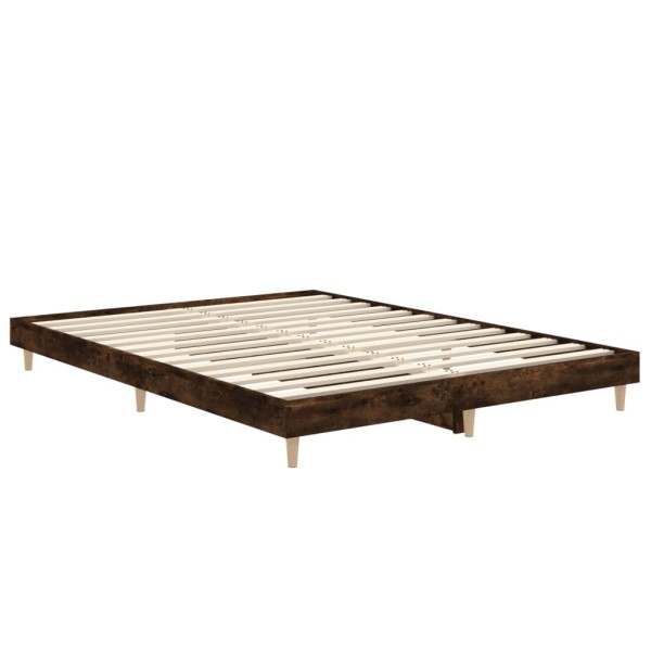 Estructura de cama madera contrachapada roble ahumado 135x190cm Estructura de cama madera contrachapada roble ahumado 135x190cm