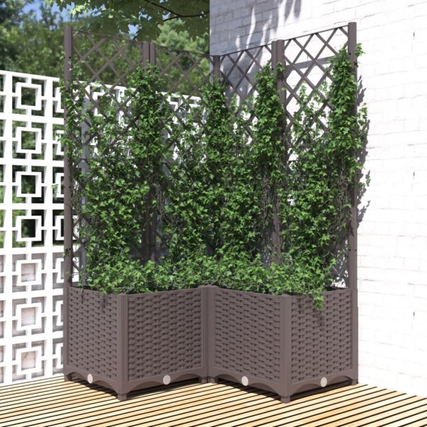 Jardinera con enrejado PP marrón 80x80x136 cm Jardinera con enrejado PP marrón 80x80x136 cm