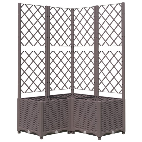 Jardinera con enrejado PP marrón 80x80x136 cm Jardinera con enrejado PP marrón 80x80x136 cm