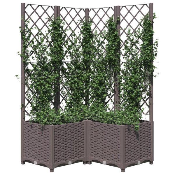 Jardinera con enrejado PP marrón 80x80x136 cm Jardinera con enrejado PP marrón 80x80x136 cm