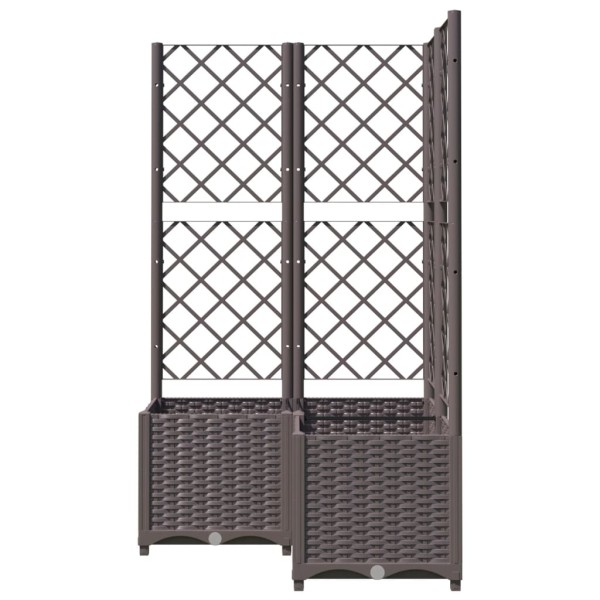 Jardinera con enrejado PP marrón 80x80x136 cm Jardinera con enrejado PP marrón 80x80x136 cm