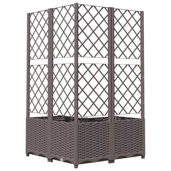 Jardinera con enrejado PP marrón 80x80x136 cm Jardinera con enrejado PP marrón 80x80x136 cm
