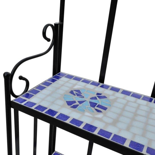 Soporte de plantas mosaico azul y blanco Soporte de plantas mosaico azul y blanco