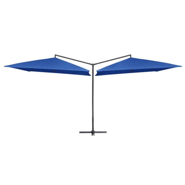 Sombrilla doble de jardín palo de acero azul azure 250x250 cm Sombrilla doble de jardín palo de acero azul azure 250x250 cm