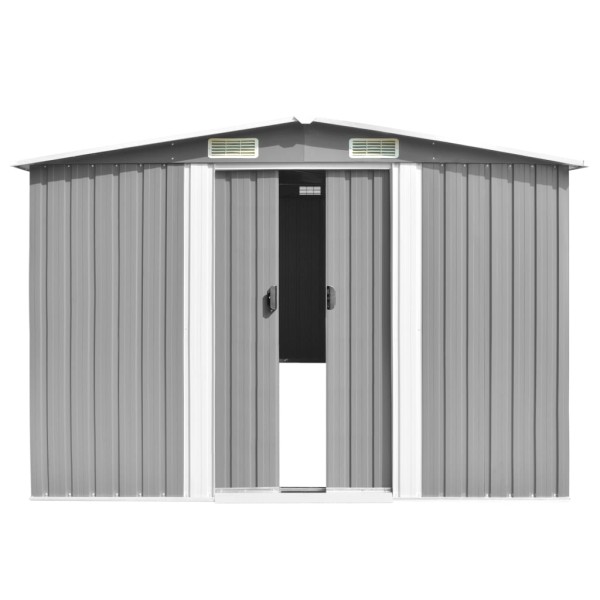 Caseta de jardín metal gris 257x489x181 cm Caseta de jardín metal gris 257x489x181 cm