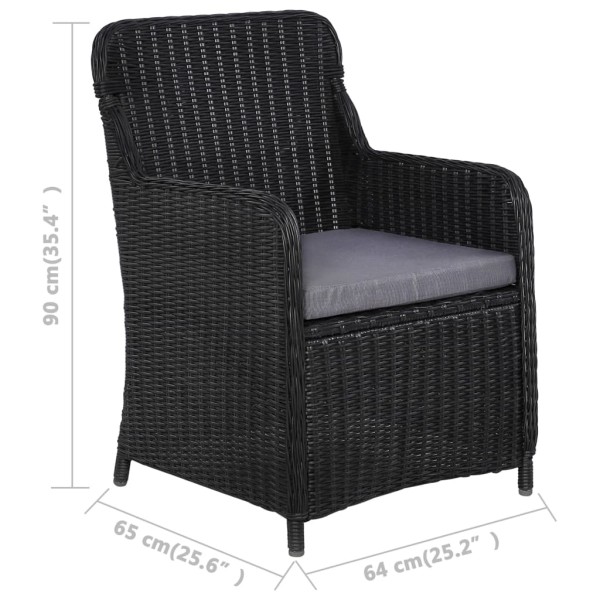 idaXL Juego de comedor de jardín 7 piezas ratán sintético negro idaXL Juego de comedor de jardín 7 piezas ratán sintético negro