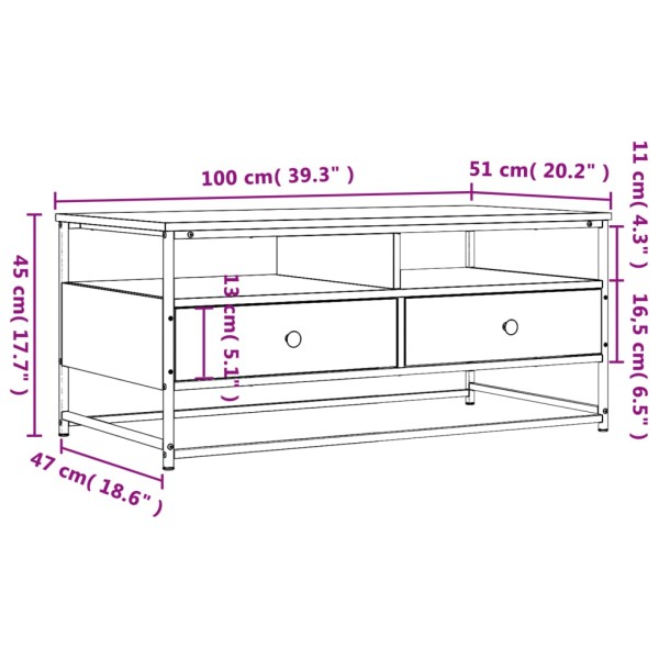 Mesa de centro madera de ingeniería roble Sonoma 100x51x45 cm Mesa de centro madera de ingeniería roble Sonoma 100x51x45 cm