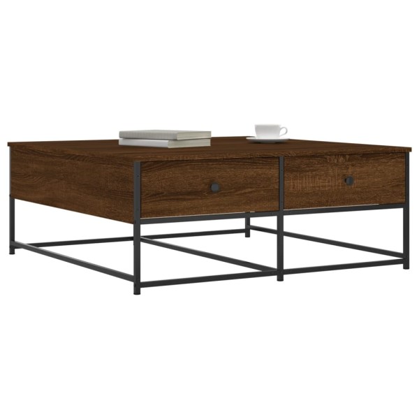 Mesa de centro madera de ingeniería roble marrón 100x99x40 cm Mesa de centro madera de ingeniería roble marrón 100x99x40 cm