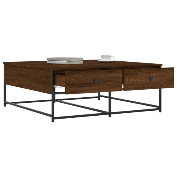 Mesa de centro madera de ingeniería roble marrón 100x99x40 cm Mesa de centro madera de ingeniería roble marrón 100x99x40 cm