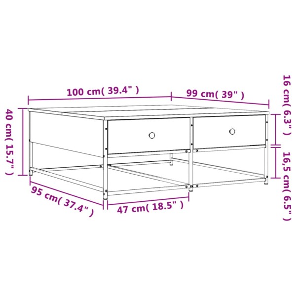 Mesa de centro madera de ingeniería roble marrón 100x99x40 cm Mesa de centro madera de ingeniería roble marrón 100x99x40 cm