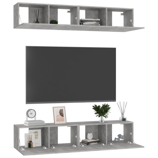 Juego de muebles de salón 4 piezas gris hormigón 80x30x30 cm Juego de muebles de salón 4 piezas gris hormigón 80x30x30 cm