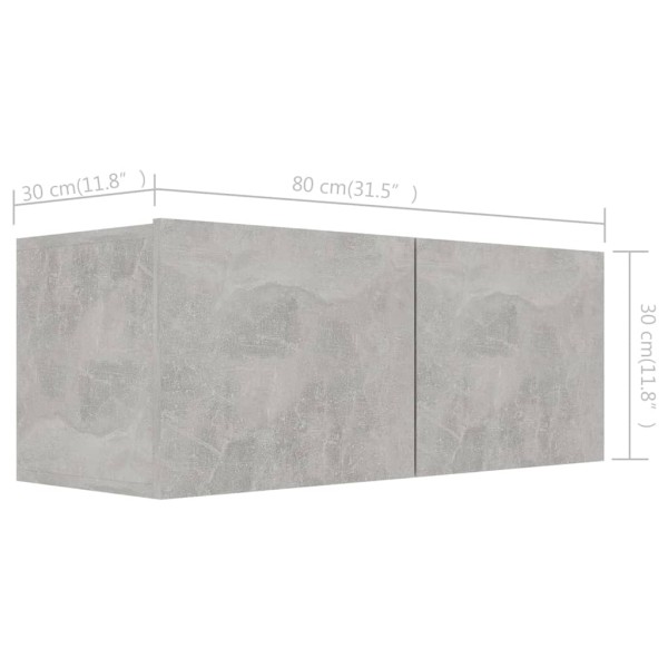 Juego de muebles de salón 4 piezas gris hormigón 80x30x30 cm Juego de muebles de salón 4 piezas gris hormigón 80x30x30 cm