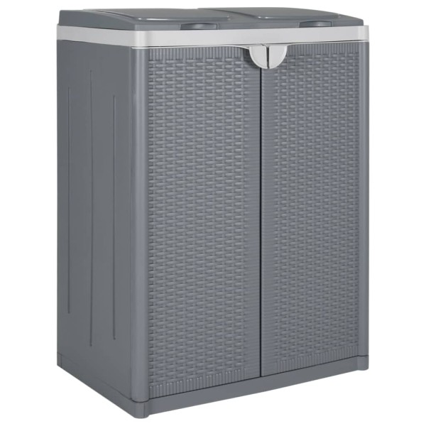 Cubo de basura con dos puertas PP gris 65x45x88 cm Cubo de basura con dos puertas PP gris 65x45x88 cm