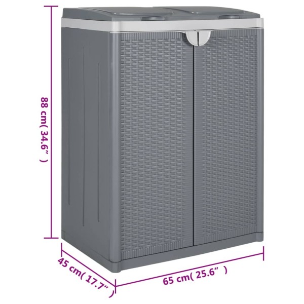 Cubo de basura con dos puertas PP gris 65x45x88 cm Cubo de basura con dos puertas PP gris 65x45x88 cm