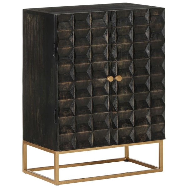 Aparador de hierro y madera maciza de mango negro 55x34x75 cm Aparador de hierro y madera maciza de mango negro 55x34x75 cm