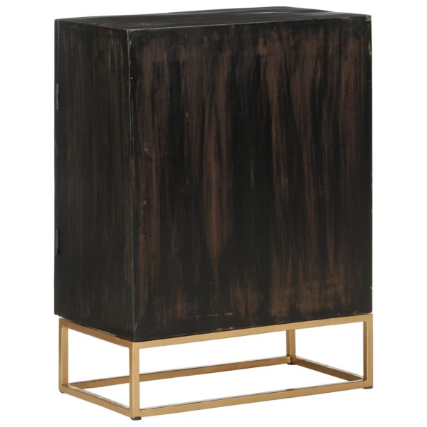 Aparador de hierro y madera maciza de mango negro 55x34x75 cm Aparador de hierro y madera maciza de mango negro 55x34x75 cm