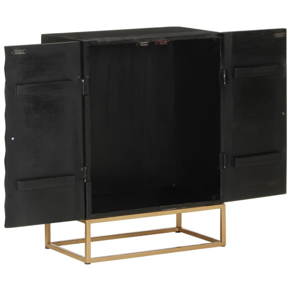 Aparador de hierro y madera maciza de mango negro 55x34x75 cm Aparador de hierro y madera maciza de mango negro 55x34x75 cm