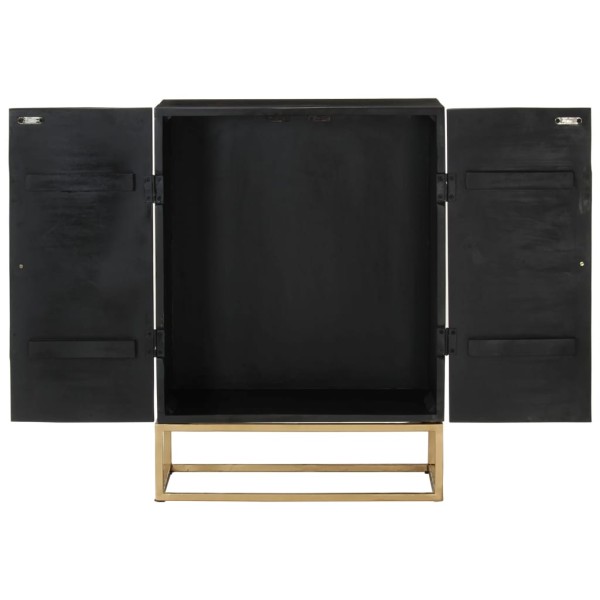 Aparador de hierro y madera maciza de mango negro 55x34x75 cm Aparador de hierro y madera maciza de mango negro 55x34x75 cm