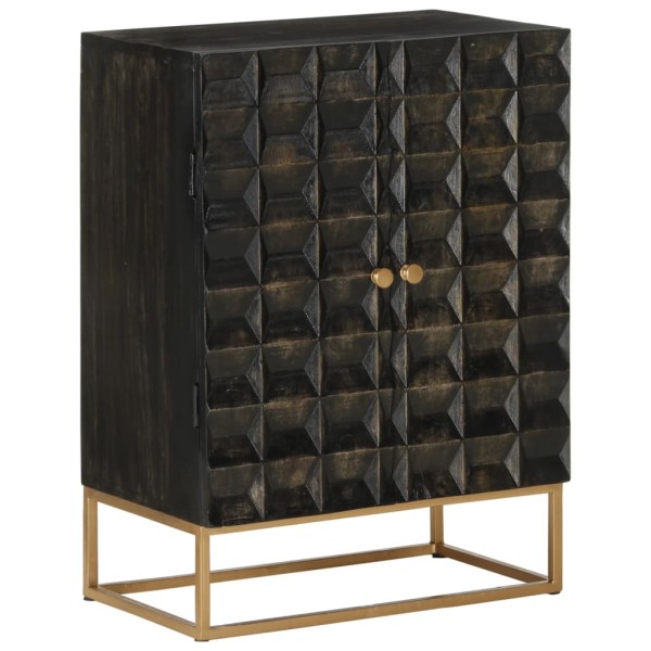 Aparador de hierro y madera maciza de mango negro 55x34x75 cm Aparador de hierro y madera maciza de mango negro 55x34x75 cm