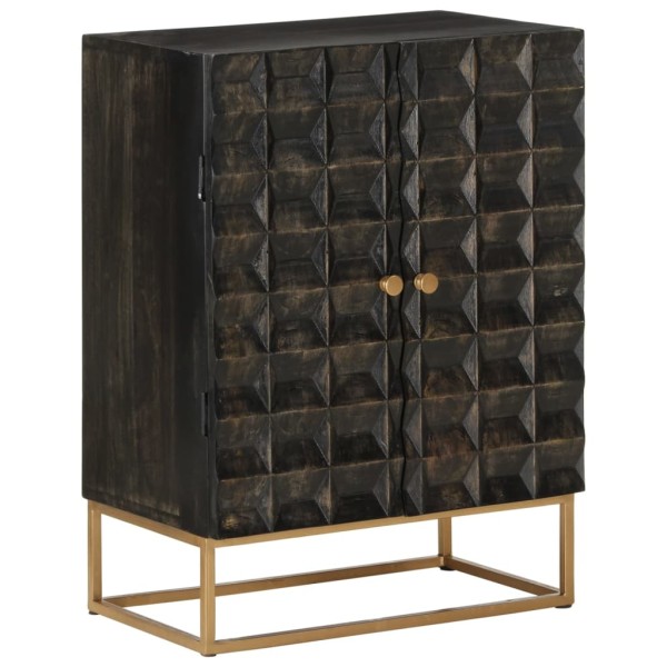Aparador de hierro y madera maciza de mango negro 55x34x75 cm Aparador de hierro y madera maciza de mango negro 55x34x75 cm