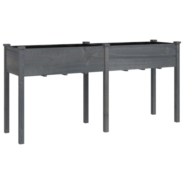 Jardinera con forro madera maciza de abeto gris 161x45x76 cm Jardinera con forro madera maciza de abeto gris 161x45x76 cm