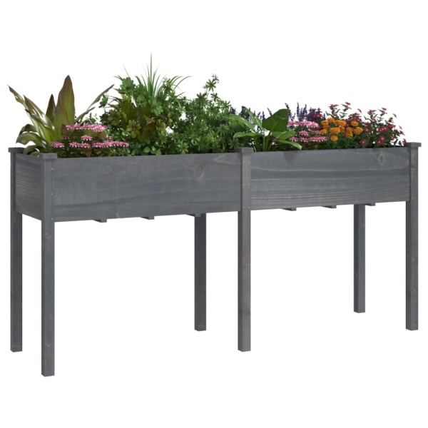 Jardinera con forro madera maciza de abeto gris 161x45x76 cm Jardinera con forro madera maciza de abeto gris 161x45x76 cm