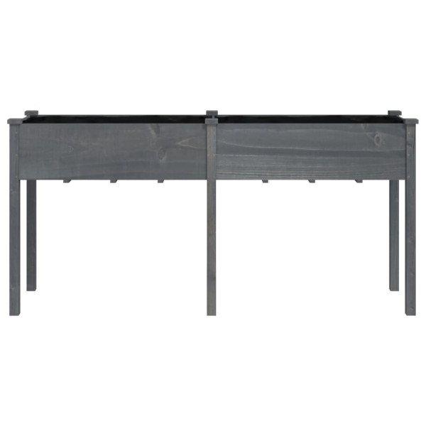 Jardinera con forro madera maciza de abeto gris 161x45x76 cm Jardinera con forro madera maciza de abeto gris 161x45x76 cm