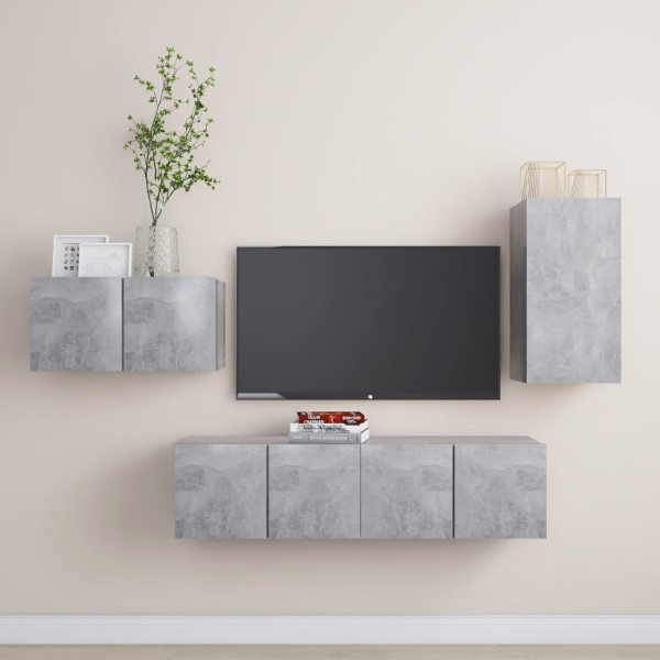 Juego de muebles de salón 4 piezas gris hormigón Juego de muebles de salón 4 piezas gris hormigón