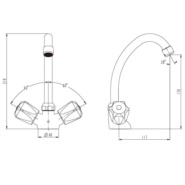 SCHÜTTE Grifo mezclador bimando para lavabo SAVINO cromado