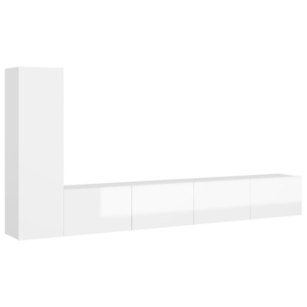 Set de muebles de salón 3 pzas madera ingeniería blanco brillo Set de muebles de salón 3 pzas madera ingeniería blanco brillo