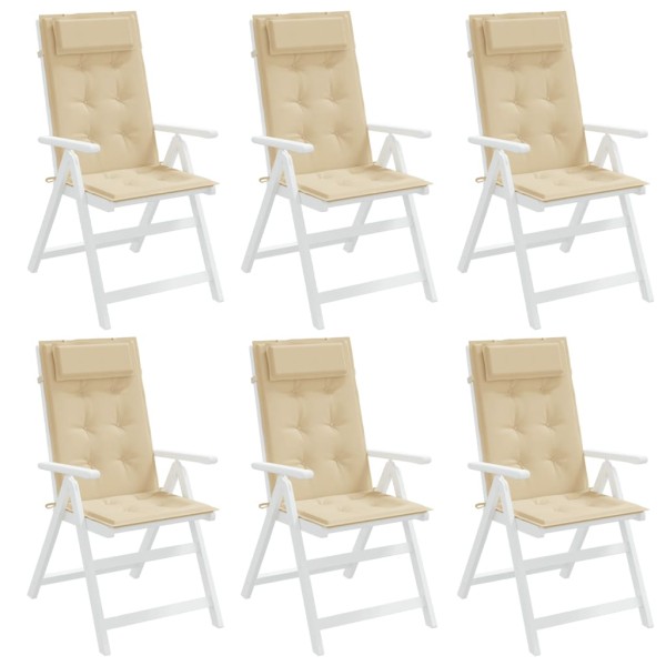 Cojines de silla con respaldo alto 6 uds tela Oxford beige Cojines de silla con respaldo alto 6 uds tela Oxford beige