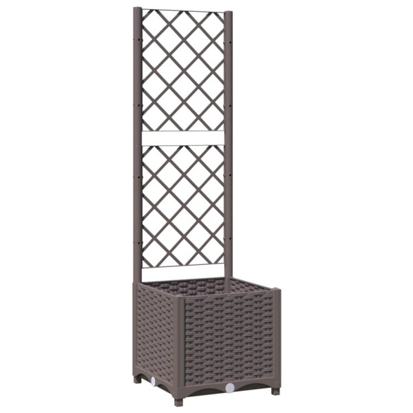 Jardinera con enrejado PP marrón 40x40x136 cm Jardinera con enrejado PP marrón 40x40x136 cm