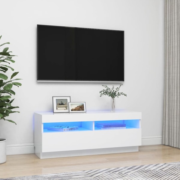 Mueble para TV con luces LED blanco 100x35x40 cm Mueble para TV con luces LED blanco 100x35x40 cm