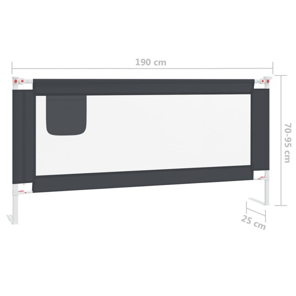 Barandilla de seguridad cama de niño gris oscuro tela 190x25 cm Barandilla de seguridad cama de niño gris oscuro tela 190x25 cm