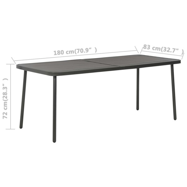 Mesa de jardín de acero gris oscuro 180x83x72 cm Mesa de jardín de acero gris oscuro 180x83x72 cm