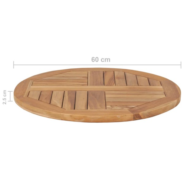 Superficie de mesa redonda madera maciza de teca 2,5 cm 60 cm Superficie de mesa redonda madera maciza de teca 2,5 cm 60 cm