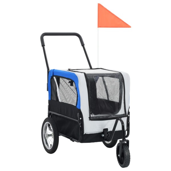 Remolque de bicicleta para mascotas cochecito 2 en 1 gris azul Remolque de bicicleta para mascotas cochecito 2 en 1 gris azul