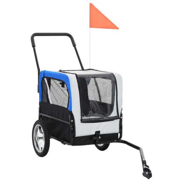 Remolque de bicicleta para mascotas cochecito 2 en 1 gris azul Remolque de bicicleta para mascotas cochecito 2 en 1 gris azul