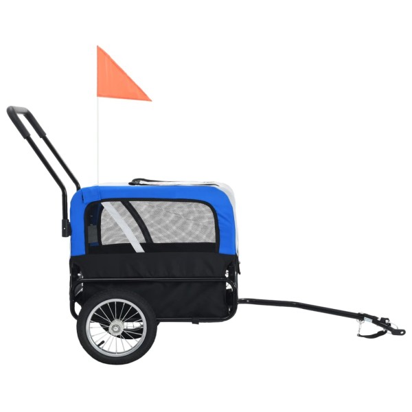 Remolque de bicicleta para mascotas cochecito 2 en 1 gris azul Remolque de bicicleta para mascotas cochecito 2 en 1 gris azul