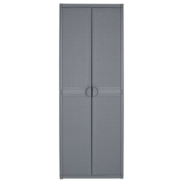 Armario de almacenaje para jardín PP ratán gris 65x45x172 cm Armario de almacenaje para jardín PP ratán gris 65x45x172 cm