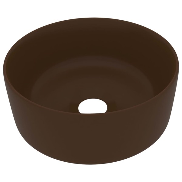 Lavabo de lujo redondo cerámica marrón oscuro mate 40x15 cm Lavabo de lujo redondo cerámica marrón oscuro mate 40x15 cm