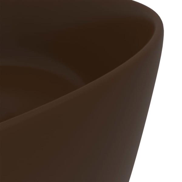 Lavabo de lujo redondo cerámica marrón oscuro mate 40x15 cm Lavabo de lujo redondo cerámica marrón oscuro mate 40x15 cm