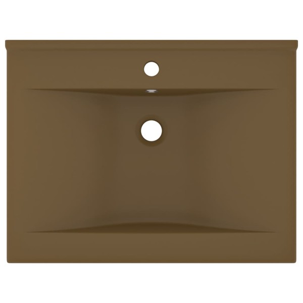 Lavabo de lujo con grifo cerámica 60x46 cm crema mate