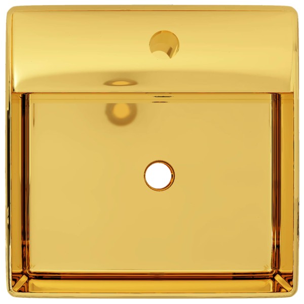 Lavabo con rebosadero 41x41x15 cm cerámica dorado Lavabo con rebosadero 41x41x15 cm cerámica dorado