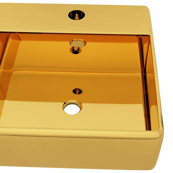 Lavabo con rebosadero 41x41x15 cm cerámica dorado Lavabo con rebosadero 41x41x15 cm cerámica dorado