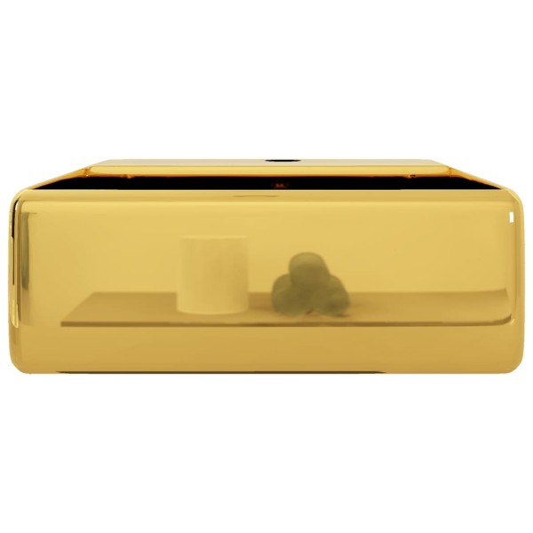 Lavabo con rebosadero 41x41x15 cm cerámica dorado Lavabo con rebosadero 41x41x15 cm cerámica dorado
