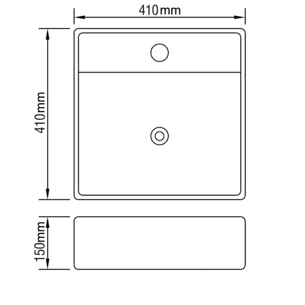 Lavabo con rebosadero 41x41x15 cm cerámica dorado Lavabo con rebosadero 41x41x15 cm cerámica dorado